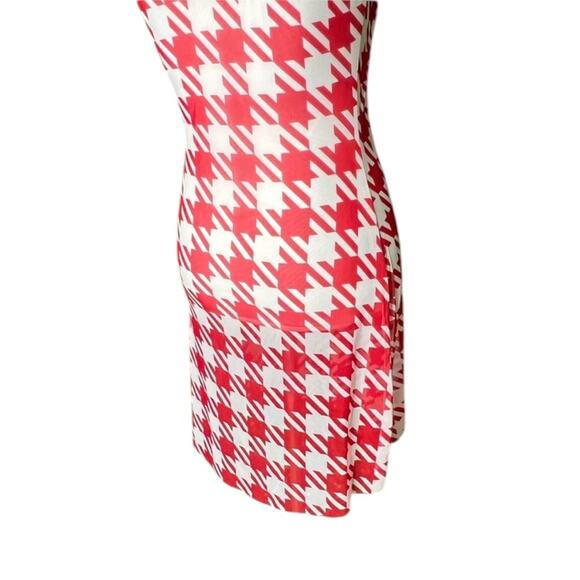 *NWOT WeWoreWhat Sheer Mesh Muscle Dress in Cherry Red/White – Med - Picture 8 of 10